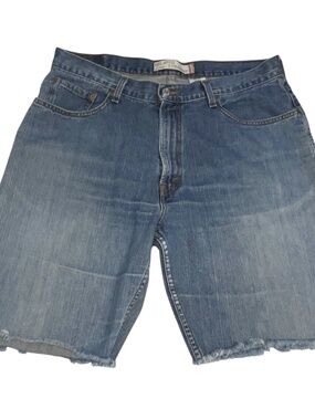Levis 559 Shorts Mens 36 Blue Denim Cutoff Distressed Raw Hem Jeans Relaxed Fit